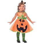 amscan (PKT) (9903392) Child Girls Cute Pumpkin Costume Dress (2-3yr)