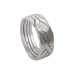 OFLIUM Ephesus design 4 Band Handmade Puzzle Ring wedding ring 925 Sterling Silver High Polish Interlocking Knott Ring Women Men Unique ring Gift for him, 925 Sterling silver, No Gemstone