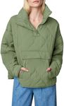 Yousify Womens Puffer Jackets Pullover Quilted Lightweight Jacket Long Sleeve Half Zip Up Coat Tops Army Green XL