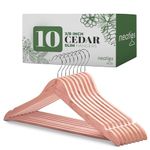 Neaties Premium Red Cedar Hangers for Closet 3/8" Thick Cedarwood Hangers with Bar - Cedar Jacket Hangers Cedar Suit Hangers Wooden Hangers Shirt Hangers Cedar Coat Hangers (10 Pack)