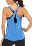 ICTIVE Workout Tank Tops for Women Yoga Tops for Women Loose fit Backless Muscle Tank Racerback Tank Tops Summer Gym Tops for Women Running Tank Tops Workout Tops for Women Light Blue S