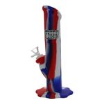 STRONG BONG Unbreakable Silicone Bong | 12" (30cms) | Straight Bong | Wide Mouth | Smoking Waterpipe | Red, White & Blue