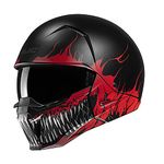 Motorcycle helmet | HJC I20 Scraw | Motorbike Scooter Bike Rider Half Open Face Helmets | Removable mask, Anti-fog Coated Sun Visor (Red (MC1SF), M)