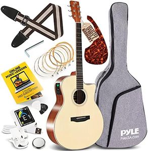 Pyle Premium Acoustic-Electric Guitar Kit, 4/4 Full Size Dreadnought Cutaway with 4-Band EQ, Premium Accessory Set, 41" Spruce Mahogany