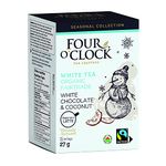 Four O'Clock White Chocolate & Coconut White Tea Organic Faitrade, Winter Collection, Kosher, Gluten-free, 15 Teabags