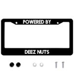 Powered by Deez Nuts License Plate Frame, Stainless Steel License Plate, Decorative Accessories with Screws, Metal U.S. License Plate Holder Frame, 2 Holes Anti-Aluminum Bracket, 12x6 Inch