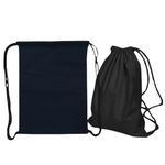 CrownLit Drawstring Cotton Carry Bags, 38cm x 50cm, Pack of 2, Colors : Black/White (Black)