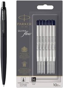 Parker Pen Stylo à bille Parker Jotter XL | Noir mat monochrome | Pointe moyenne | Encre bleue | Coffret Cadeau + Recharges Stylo Bille Parker | Pointe moyenne | Encre QUINKflow noire | 10 points