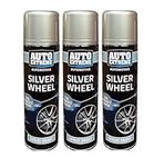 3 x Silver Wheel Aerosol Spray Paint (250ml) - Swan household ®