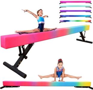 PreGymnastic 8FT Balance Beam, Raised Gymnastics Beam for Kids Ages 3-12, Home Gym Equipment for Training, Adjustable Balancing Beam Indoor, Off-Ground Competition Style