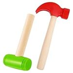 BLMHTWO 2pcs Toy Hammer Wooden Hammer Toys Simulation Wooden Hammers Plastic Small Hammer Toy Tools Maintenance Tools Educational Toys for Teens Girls Boys School Gift Birthday Party Games Supplies