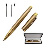 Accod Metal Ballpoint Pen Black Rollerball Pen Signature Pen with Two 0.5MM Black Pen Refills,Gift Pen for Colleagues and Family,Gift Boxed (Gold)