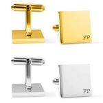 Custom Initial Cufflinks for Groom, Personalized Cufflinks for Men, Father of the Bride, Customized wedding Cufflinks, Gold Square Cufflinks, Groomsman Cufflinks