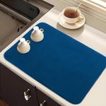 Kuber Industries Dish Dry Mat | Microfiber Drying Mat | Kitchen Drying Mat | Reversible Mat | Kitchen Absorbent Mat | Dish Dry Mat for Kitchen | 38x50 | Blue