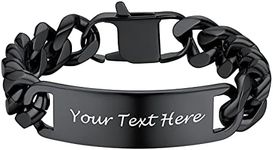 PROSTEEL Custom Name Bracelet Black Stainless Steel Personalized Bracelets ID Bracelets for Men