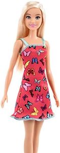 Barbie Doll (11.5 inches) with Colorful Butterfly Logo Print Red Dress & Strappy Heels, Great Gift for Ages 3 Years Old & Up