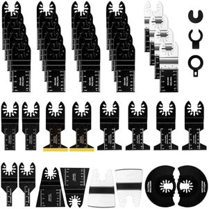 PETOX 43 PCS Oscillating Saw Blades, Premium Multitool Kit for Wood/Metal/Plastics, Quick Release Saw Blades Fit Porter Cable Black & Decker Rockwell Ridgid Ryobi Milwaukee Chicago Craftsman