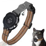 AirTag Cat Collar, Integrated Kitten Collar with 100% Waterproof AirTag Holder, Soundproof Reflective GPS Cat Collars with Apple Air Tag Case and Bell for Girl Boy Cats, Kittens and Puppies(Grey, XS)