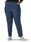 chic classic collection Women's Petite Plus Cotton Pull-on Pant with Elastic Waist, Mid Shade Denim, 18P