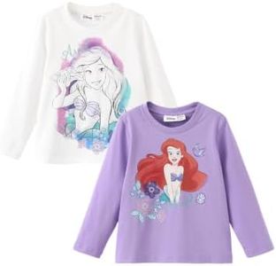 Disney Ariel Little Mermaid Toddler Girls Long Sleeve T-Shirts 2 Pack, 2T