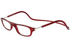 TBOC Reading Glasses Eyeglasses Eyewear - Burgundy Frame +2.50 Optical Power Magnetic Clip Adjustable Neck Hanging Presbyopia Eye Strain Vision Plain Lenses Men Women Unisex Prescription Foldable