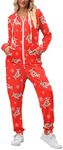 Ekouaer Christmas Onesie Adult Hooded Womens Onesie Pajamas Comfy Zipper One Piece Pajamas with Pocket XS-XXL Reindeer