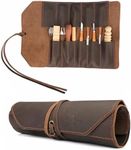 Tourbon Full Leather Knife Roll Carving Tool Organizer Craft Carrier Storage Bag Case with 10 Slots