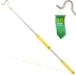 Clothes hook pole, Closet Hanging Rods Lightweight Spliceable Adjustable Attic pull down hook Length 36inch-65inch with 4.7" Hooks and Foam Handles. (yellow)