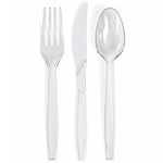 Prestee 600 Plastic Silverware Set - 200 Plastic Forks, 200 Plastic Spoons, 200 Plastic Knives - Heavy Duty Bulk Disposable Flatware Plastic Utensils Set - Christmas & Holiday Party Supplies
