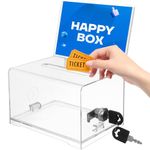 MAGICLULU 1Pcs Acrylic Donation Box with Lock Clear Ballot Box Collection Box Comment Box for Voting Coin Card Collection