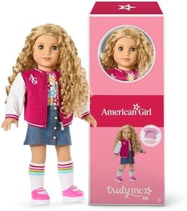 American Girl, Truly Me 18-inch Doll #115 with Gray Eyes, Curly Blonde Hair, Light Skin, Varsity Jacket, for Ages 6+