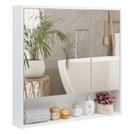 ALIMORDEN Medicine Cabinet with Mirror and Shelves, Bathroom Wood Wall Cabinet Over The Toilet, Recessed or Surface Mount, 30.07 Inch x 30 Inch, White