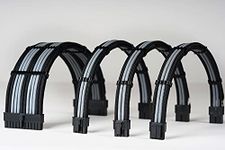 Sensei Mods Custom Sleeved Cable Extension Kit for Personal Computer (Asphalt Black and Delta Grey - Dual Colour)