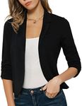 GRACE KARIN Women Ruched Sleeve Bolero Cropped Blazer Suit Lapel Collar Cardigan Jacket Black 2XL