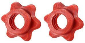 2 Pcs Red Dumbbell Hex Nut 25mm Barbell Bar Hexagon Nuts Spin-Lock Collars for 1 Inch Standard Barbells Bar Collar Screw Exercise Collars Weights and Accessories Strength Training Equipment Weight