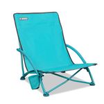 CAMPHILL Low Beach Chairs for Adults,Protable Folding Beach Chair Backpack with Cup Holder,Carry Bag,Reclining Beach Chair for Camping Sand,Blue