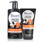 Biore Acne Clearing Charcoal Duo, Charcoal Acne Clearing Cleanser and Scrub for the face, with Salicylic Acid for Acne Prone and Oily Skin, Dermatologist Tested and Vegan Friendly