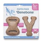 Benebone Puppy 2-Pack Dental Chew/Wishbone Durable Dog Chew Toys, Softer for Modest Chewers, Real Bacon, Made in USA, Tiny