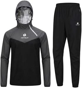 HOTSUIT Sauna Suit for Men Weight Loss Sweat Suits Sauna Jacket Pant Gym Workout, Gray, 4XL