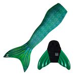 Keiki Mermaid Set, Siren Green Tail, Child Large 8/10, Green Monofin