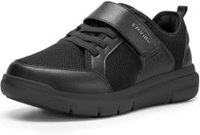 FitVille Wide Diabetic Walking Shoes for Men, Lightweight Non-Slip Breathable Casual Sneakers for Standing All Day (Jet Black, 10.5 X-Wide)