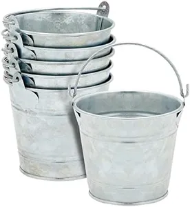 Juvale 6 Pack Small Galvanized Metal Buckets with Handles, Mini Tin Pails for Party Favors, Succulents, Rustic Home Decor (3 in)