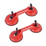 ICEBLUEOR 2 Pack Heavy Duty Glass Suction Cups, Glass Suckers Lifters, Dual Vacuum Plate Handle Glass Suckers to Lift Glass, Tiles, Slabs, Lifting Capacity 100kg