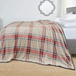 Clara Clark Faux Fur Heavy Mink Ultra Plush Cozy Warm Bed Blanket, Queen/King, Red Plaid