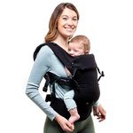 Beco Gemini Baby Carrier Newborn to Toddler - 100% Organic Cotton Baby Body Carrier, Baby Carrier Backpack & Baby Front Carrier w/Adjustable Seat, Ergonomic Baby Holder 3-16 kg (Organic Metro Black)