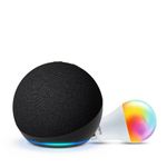 Amazon Echo Dot (5th Gen, Black) Combo with Wipro Simple Setup 9W LED Smart Color Bulb