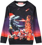 SSLR Big Girls' Xmas Crewneck Pullover Funny Ugly Christmas Sweatshirt (X-Small, Blue Orange)