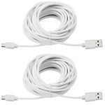 2-Pack 25ft USB to Micro USB Extension Power Cable Compatible for Wyze Cam, Oculus Go, Blink Mini, Yi Home Camera, Kasa Cam Security Camera, White 8 Meter Cord