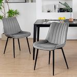 ALEAVIC Modern Dining Chairs Set of 2, Mid Century Dining Room Chairs, Velvet Dining Chairs, Upholstered Dining Chairs with Metal Legs for Home, Kitchen, Living Room (Grey)