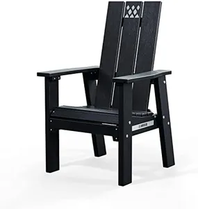 Breeo X Series Adirondack Campfire Chair – Poly Lumber Fire Pit Seat with 304 Stainless Steel Accents, Outdoor Patio & Camping Essentials with Arm Rest - Ergonomic, Sustainable Outdoor Chair - Black